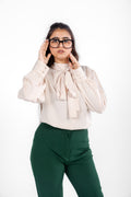 Tie-Neck Blouse - Beige