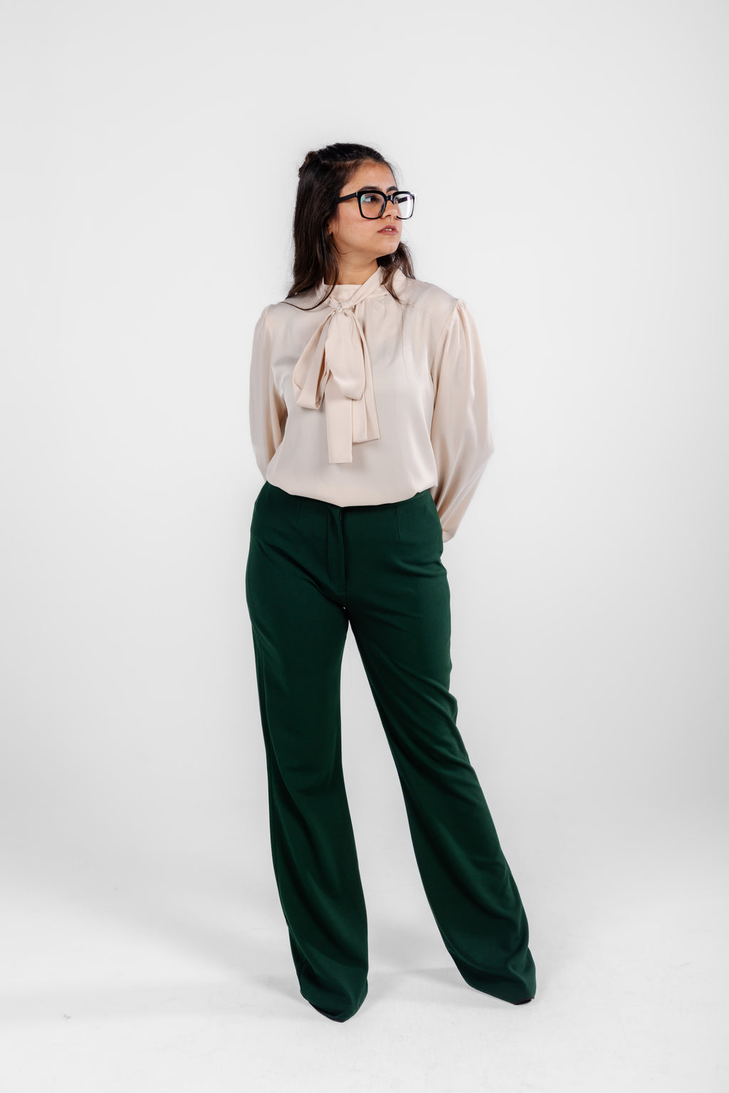 Tie-Neck Blouse - Beige