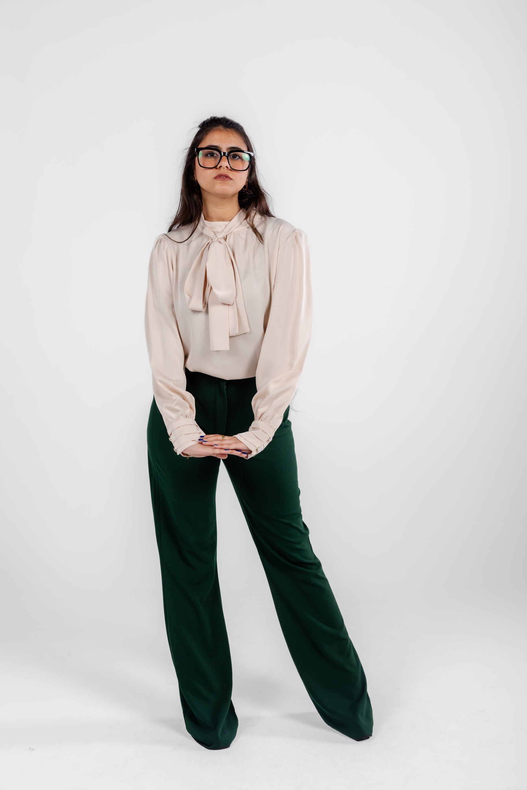 Tie-Neck Blouse - Beige