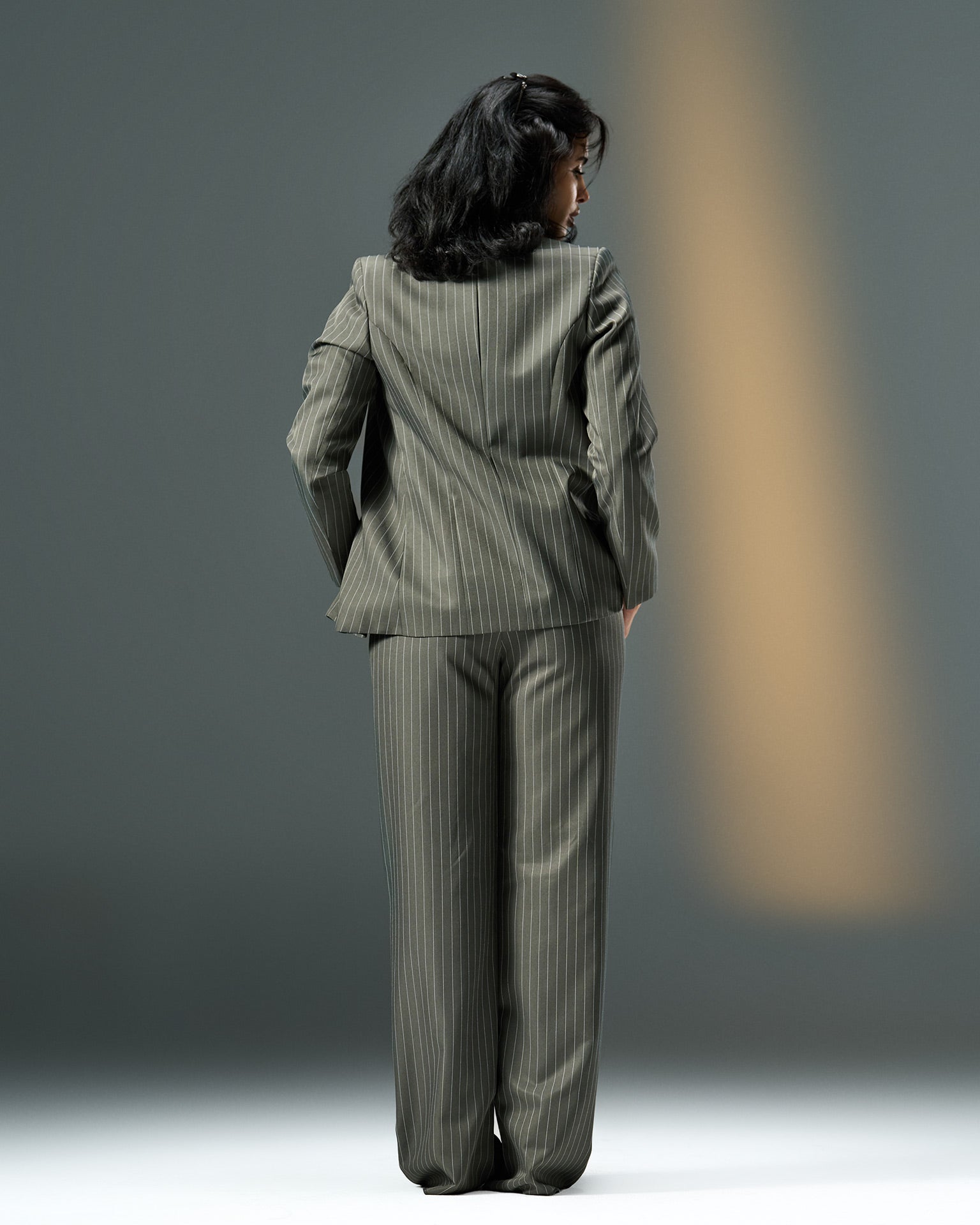 Prestige Pinstripe Three-Piece Suit – Grey