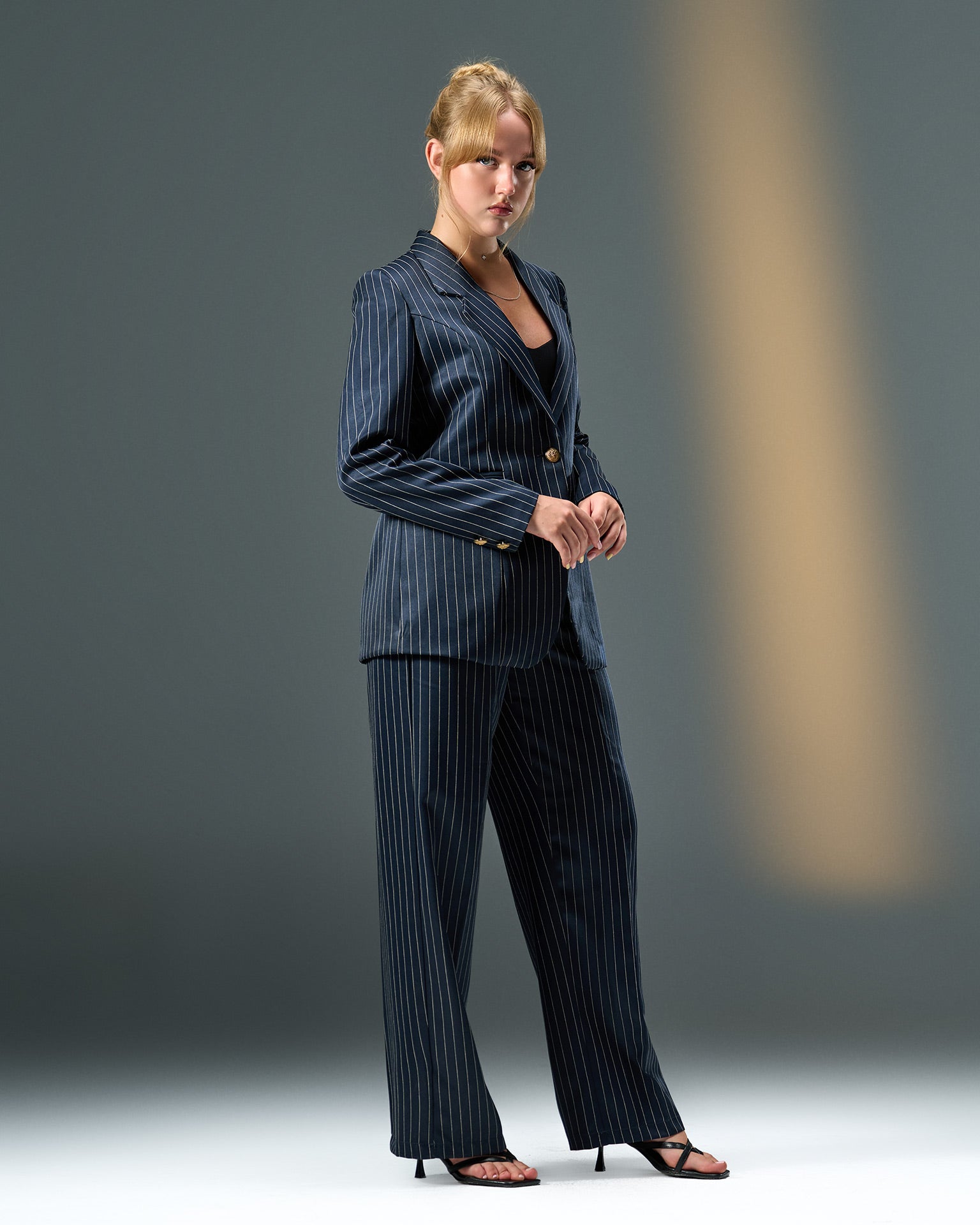 Prestige Pinstripe Suit – Navy Blue