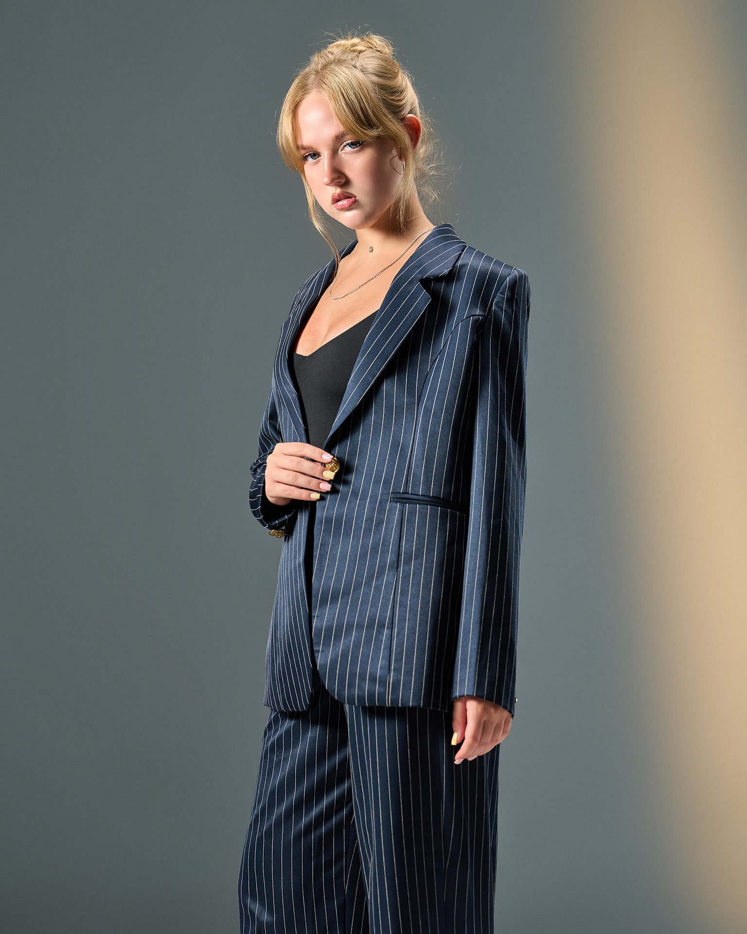 Prestige Pinstripe Suit – Navy Blue