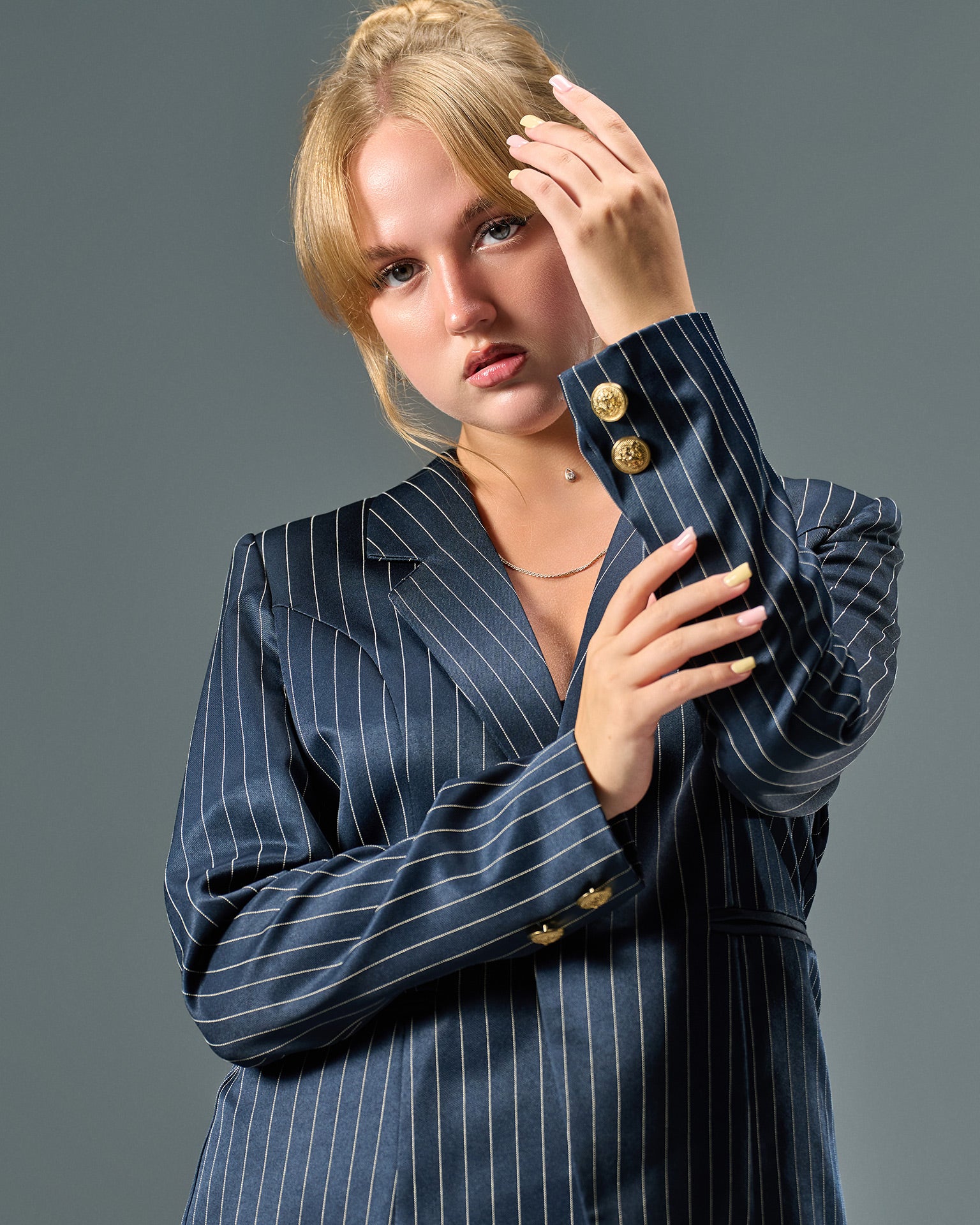 Prestige Pinstripe Suit – Navy Blue