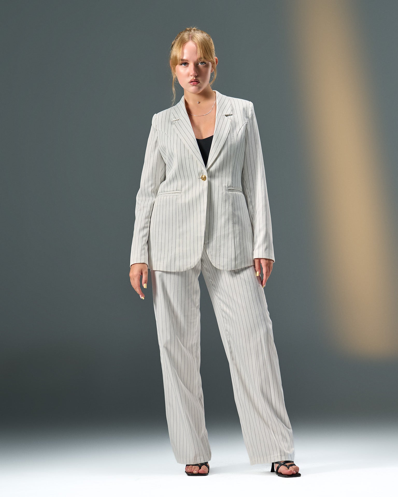 Prestige Pinstripe Suit – White