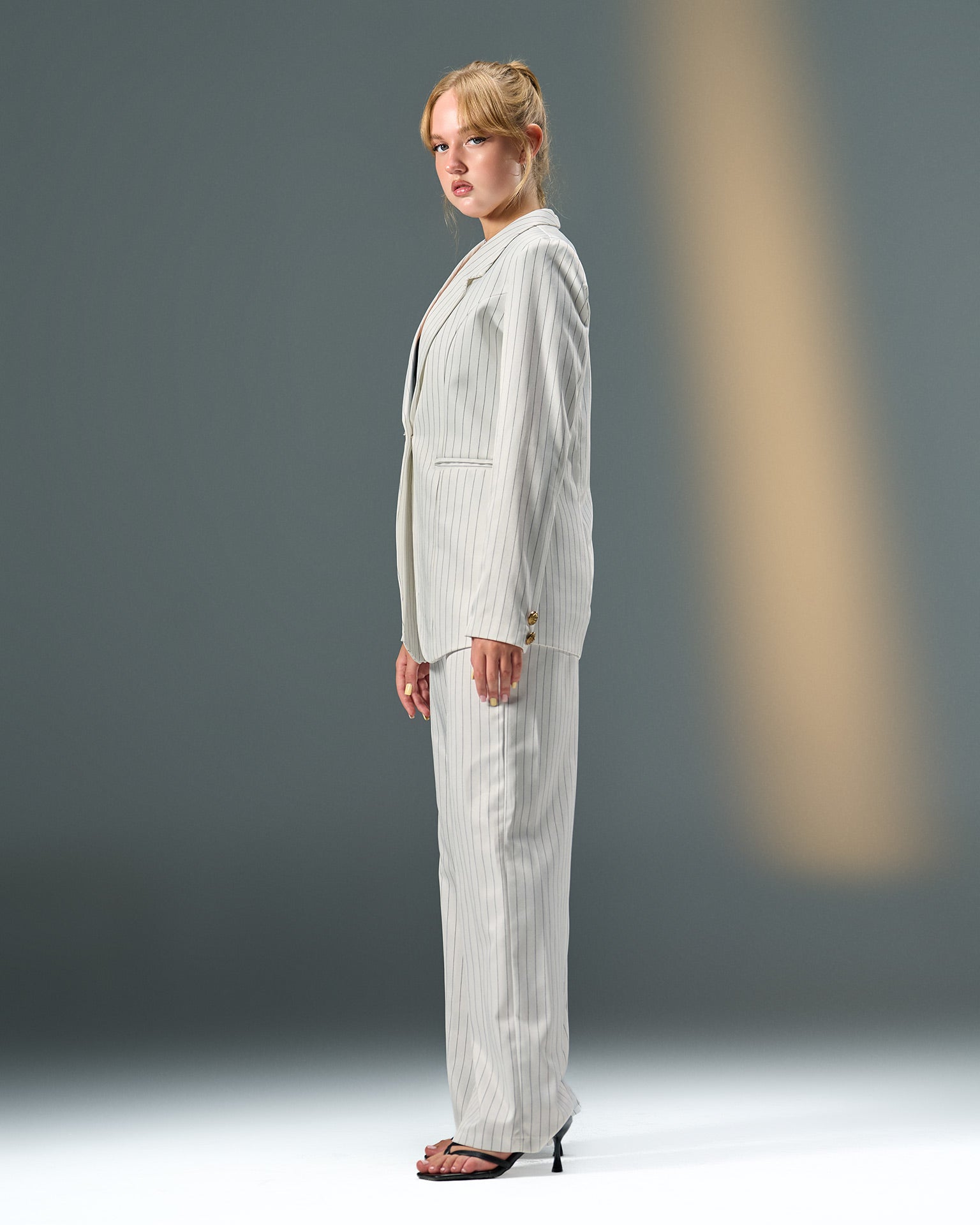 Prestige Pinstripe Suit – White