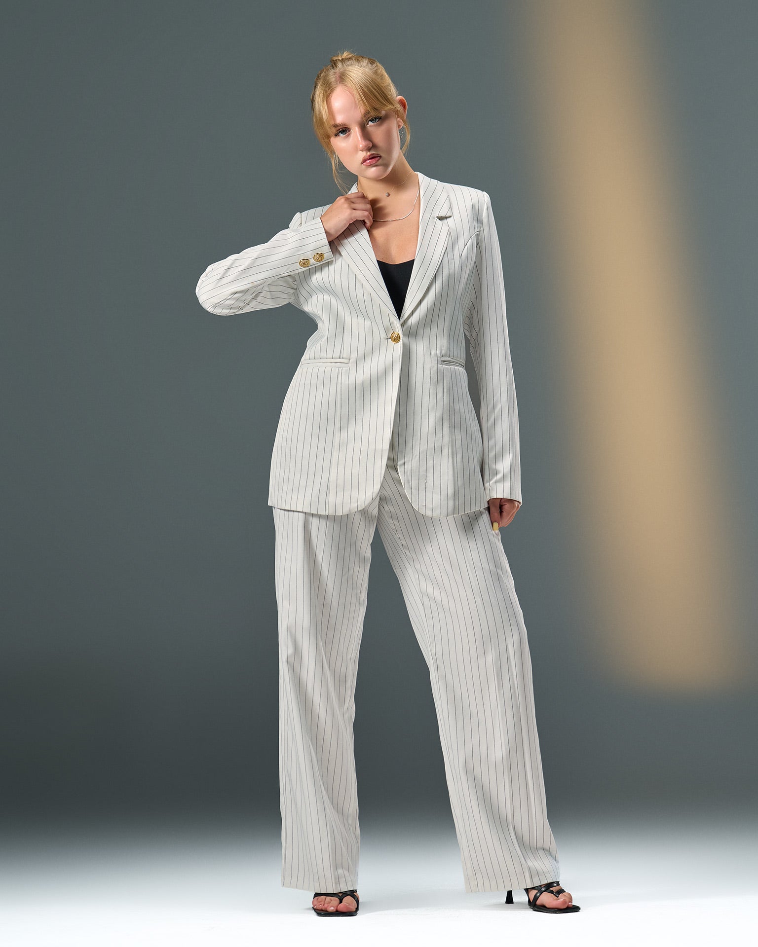 Prestige Pinstripe Suit – White