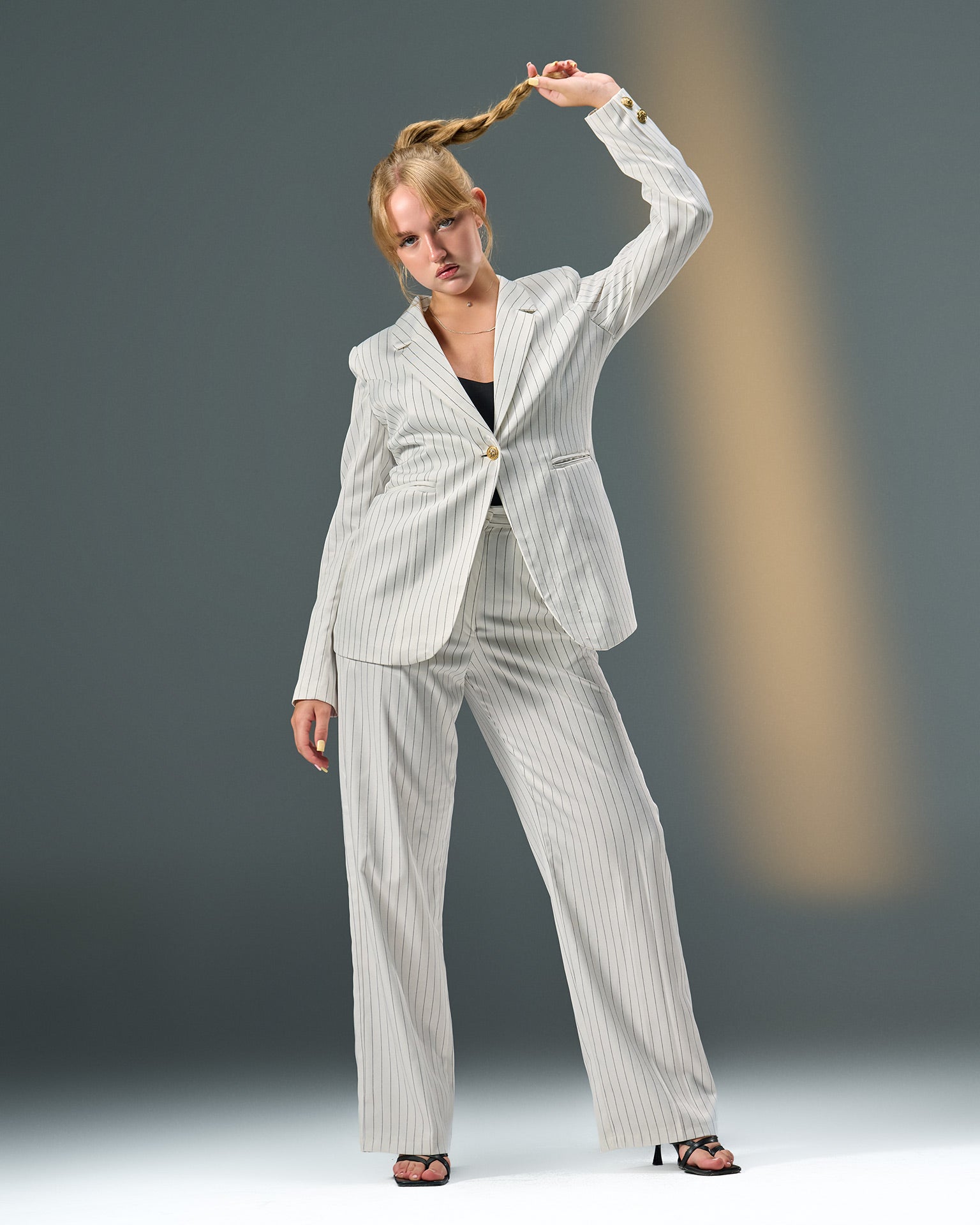 Prestige Pinstripe Suit – White