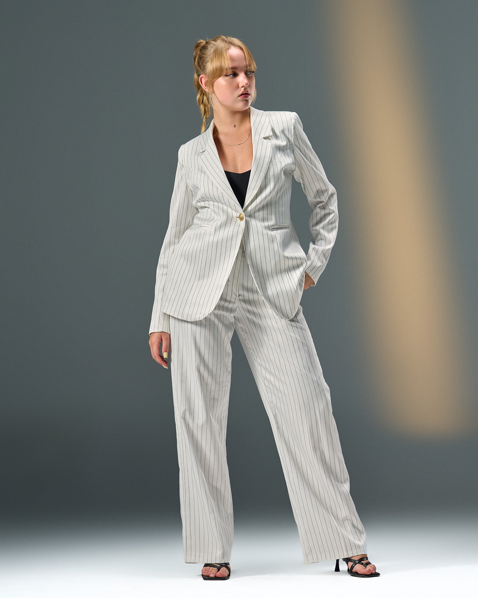 Prestige Pinstripe Suit – White