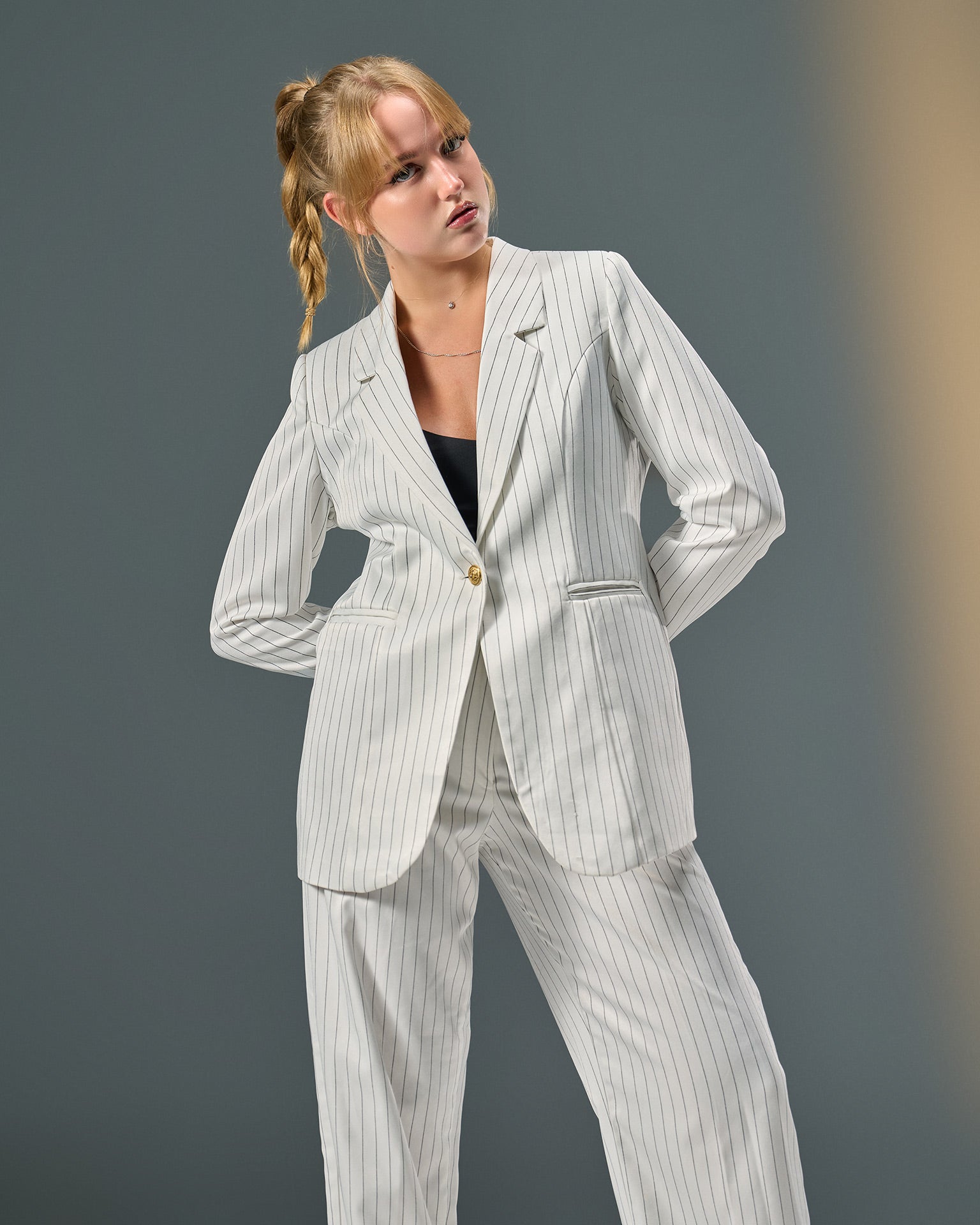 Prestige Pinstripe Suit – White