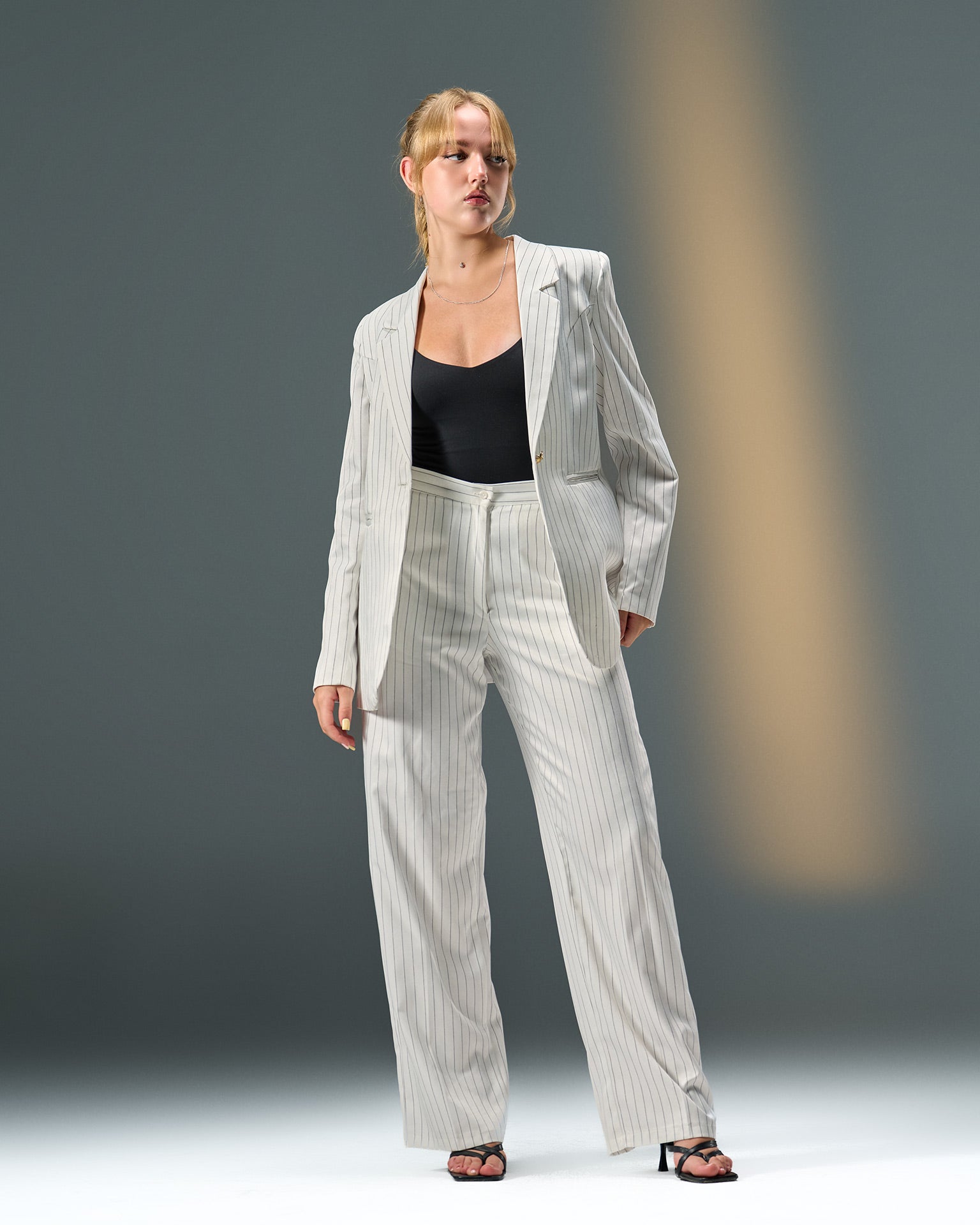 Prestige Pinstripe Suit – White
