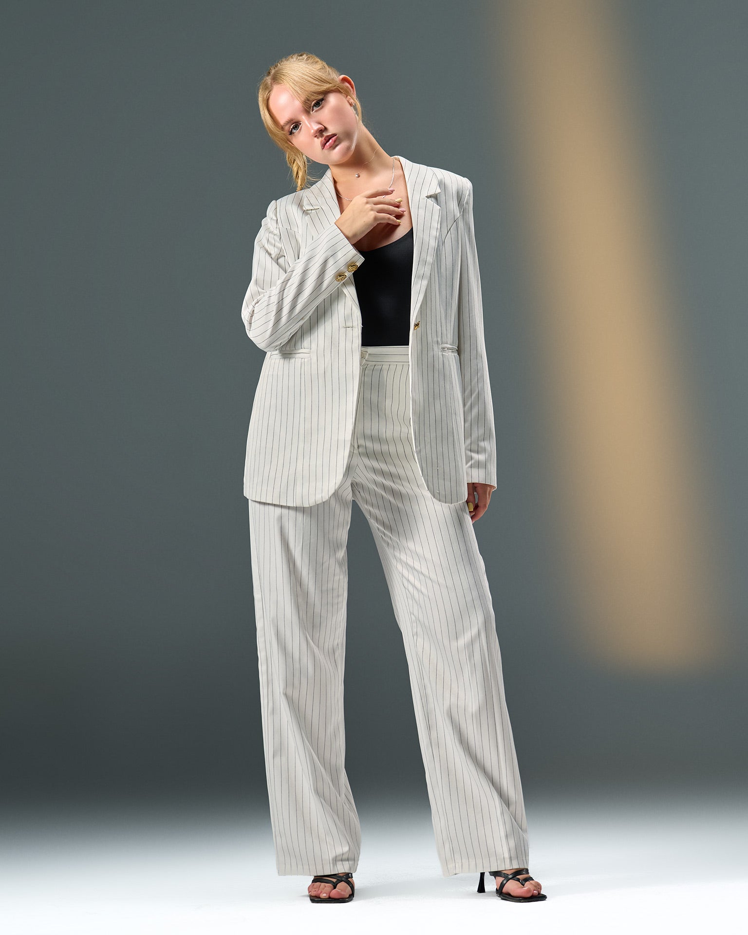 Prestige Pinstripe Suit – White