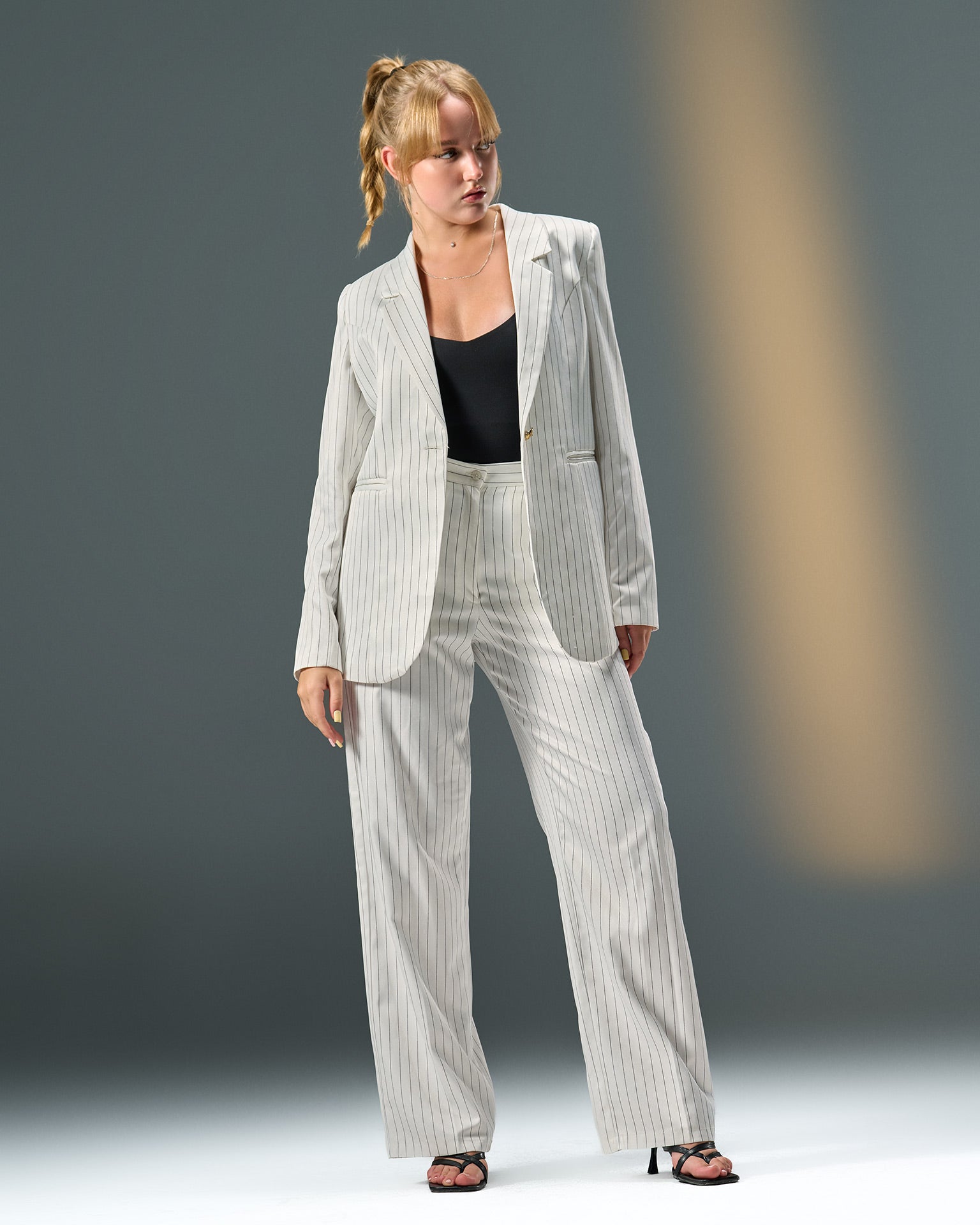 Prestige Pinstripe Suit – White