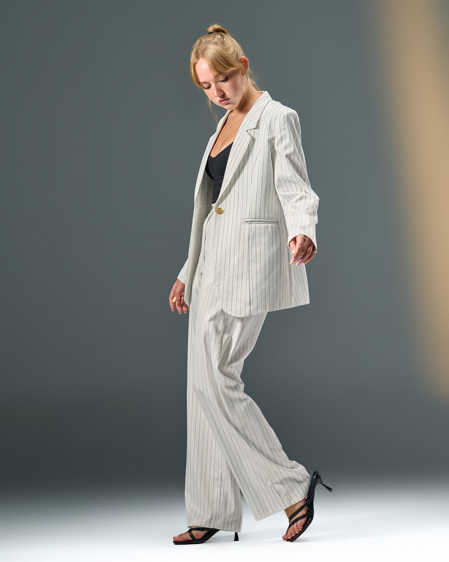 Prestige Pinstripe Suit – White
