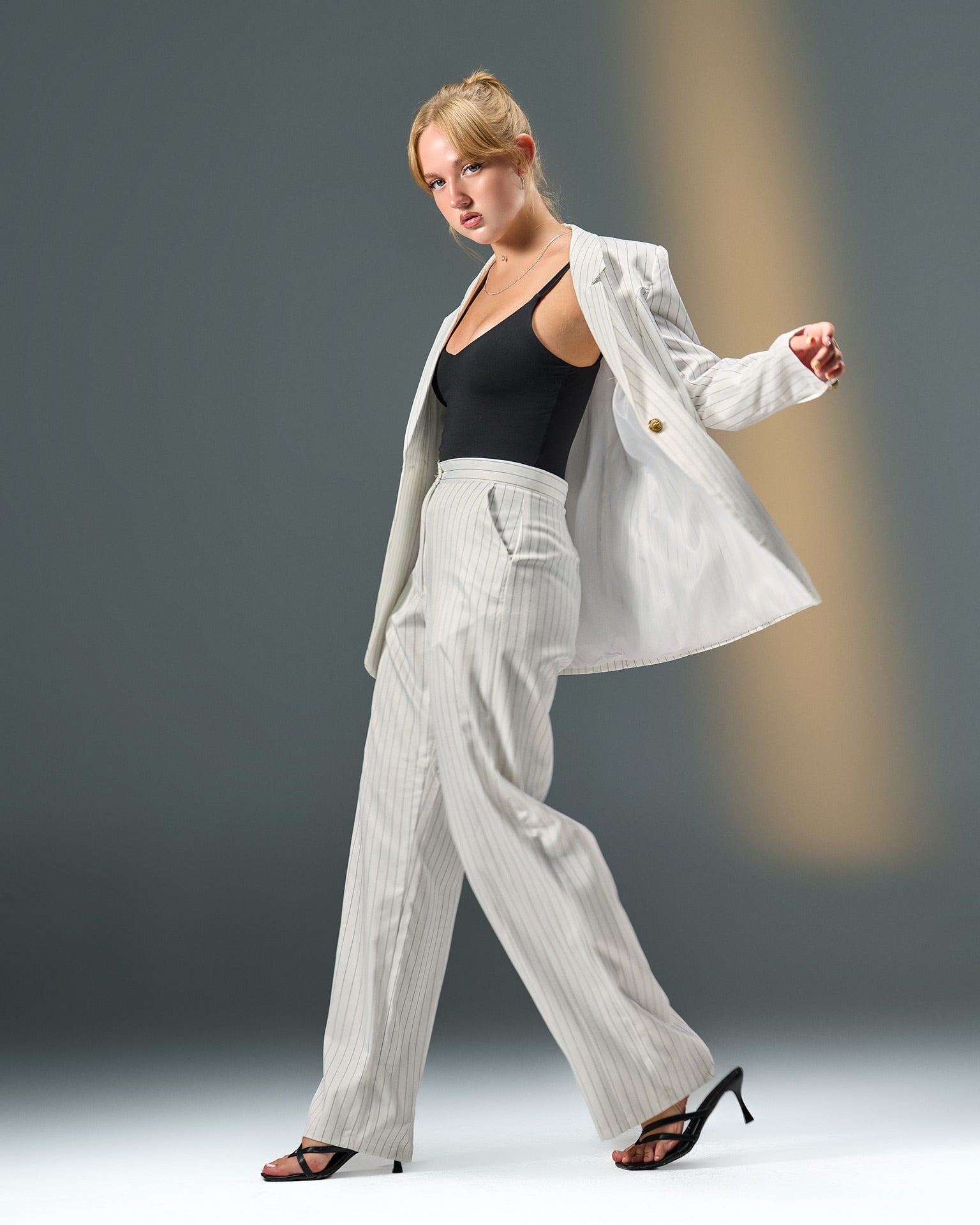 Prestige Pinstripe Suit – White