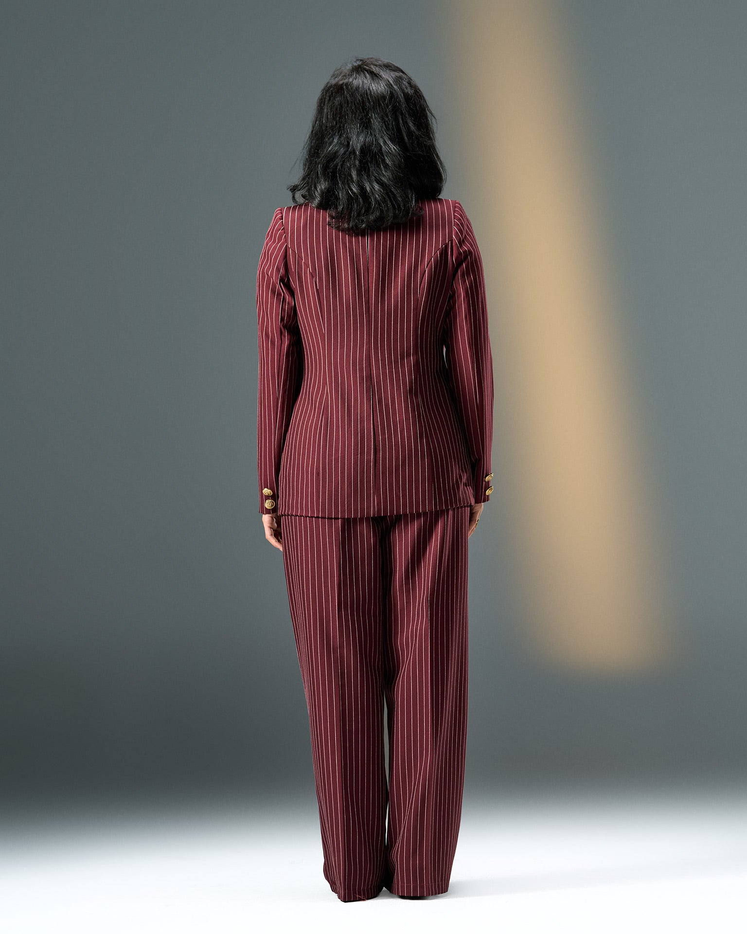 Prestige Pinstripe Suit – Burgundy