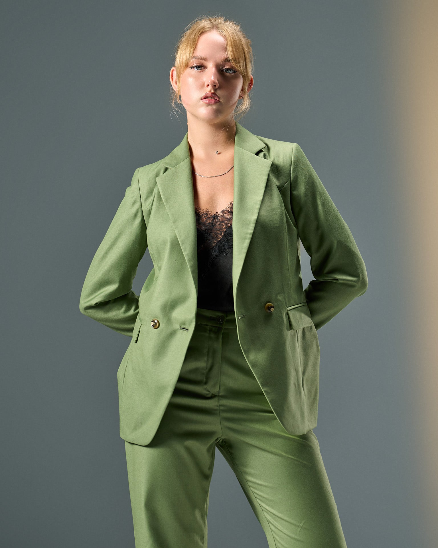 بدلة Linen Tailored – أخضر تفاحي