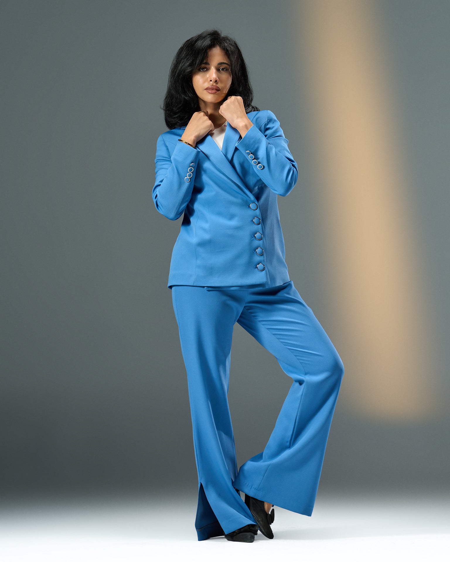 Prestige Double-Breasted Suit – Powder Blue