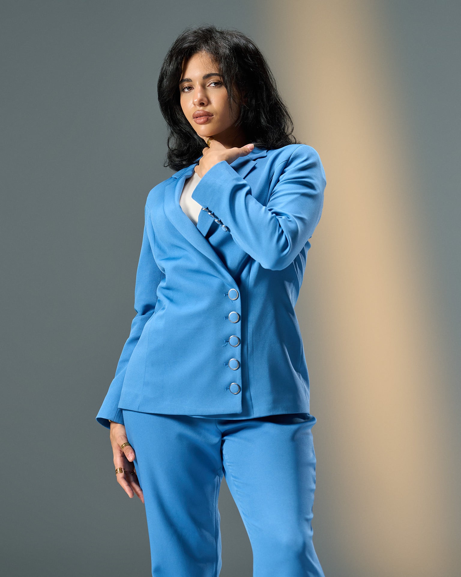 Prestige Double-Breasted Suit – Powder Blue